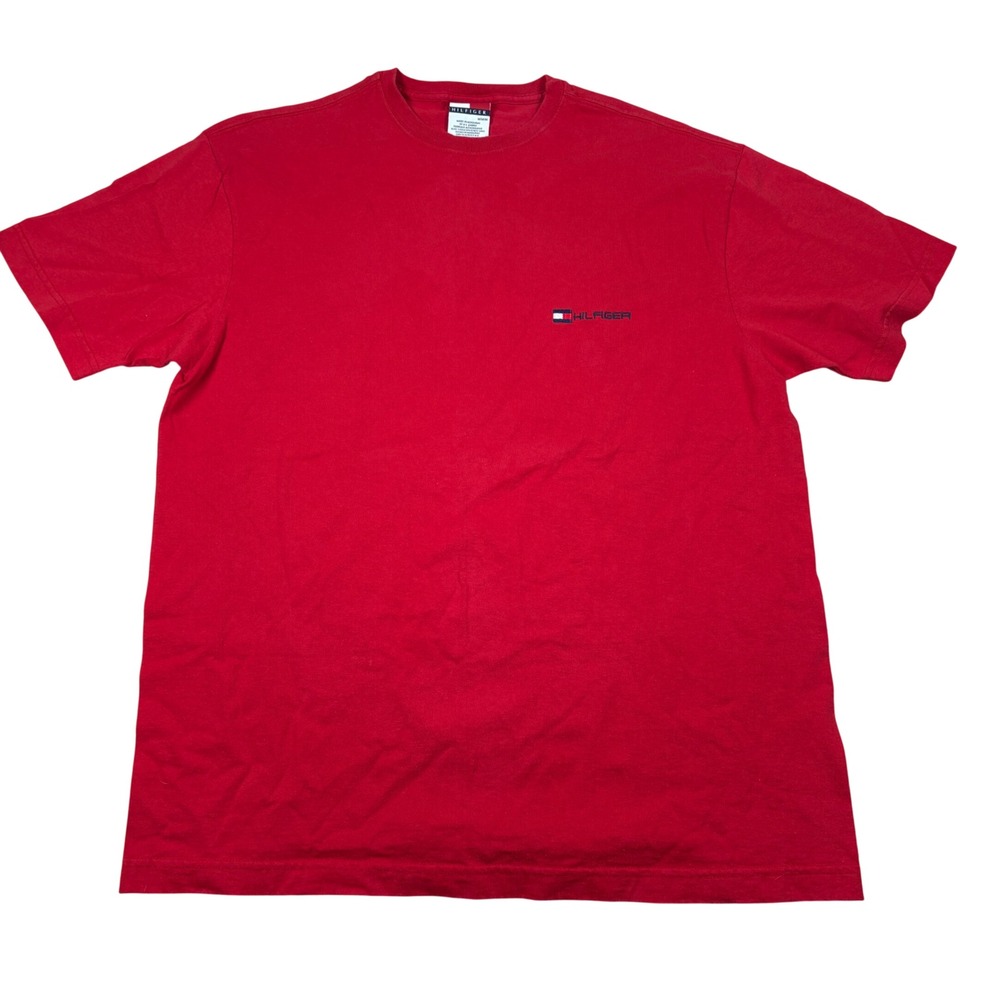 Tommy Hilfiger T-Shirt Mens M Red Vintage VTG Streetwear 90s Style